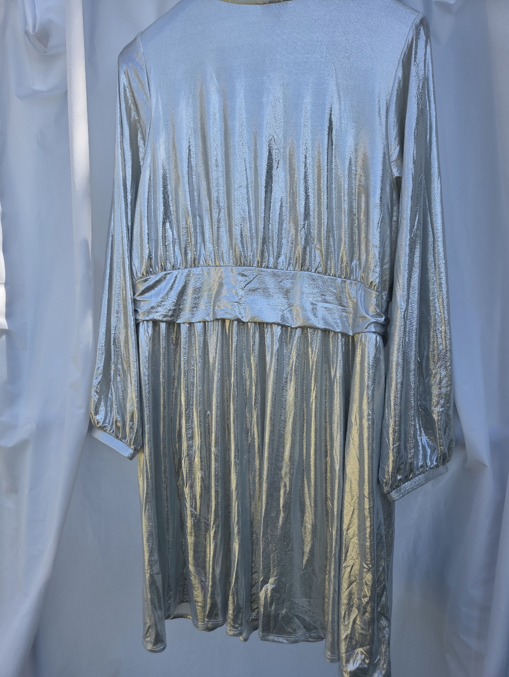 Torrid Silver Metallic Wrap Dress - Picture 2 of 9